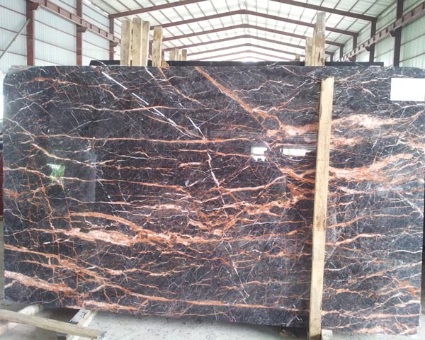 Polished Rhododendron red vein black marble slab