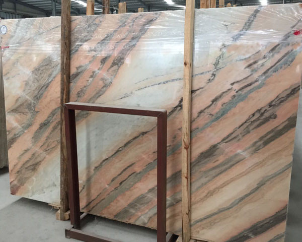 Imported golden brown river veins white marble slab