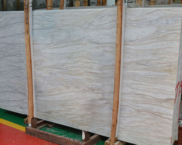 Honed hoar white wood grain marble slab tiles