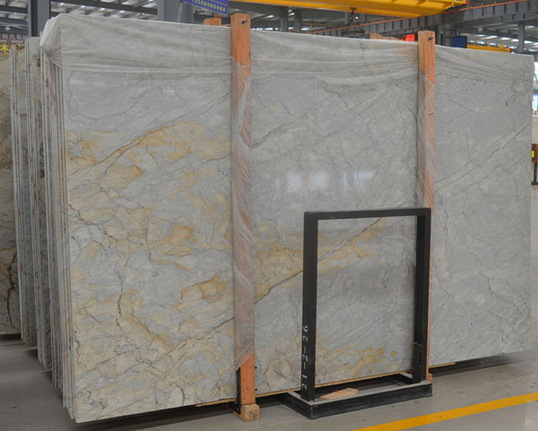 China gold vein hoar grey marble slab for sale