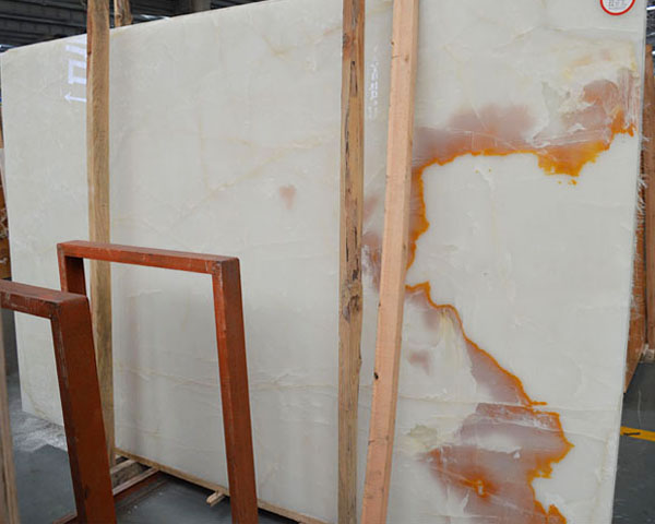 China golden vein white onyx marble slab for sale