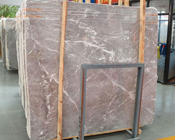 Italian new light grey marble slab with white veins