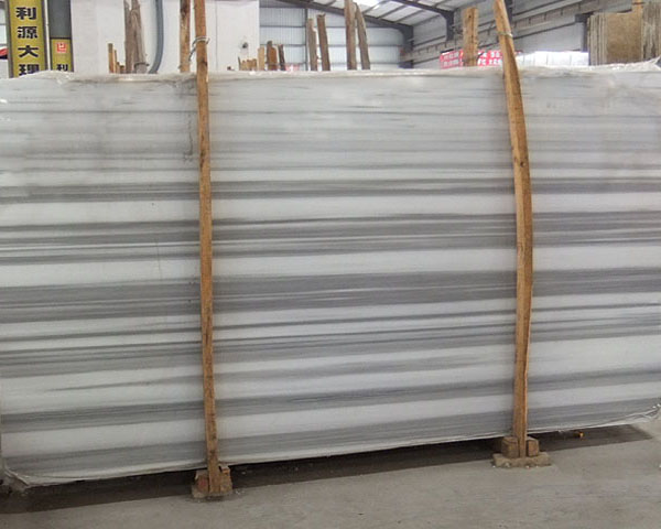 Polished straight vein white marble slab for sale