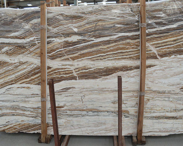 Natural gold vein wood grain travertine marble slab