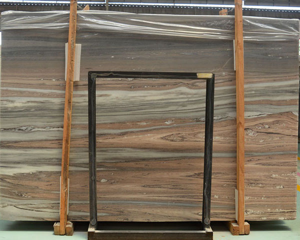 Natural brown wavy grain grey marble slab for sale