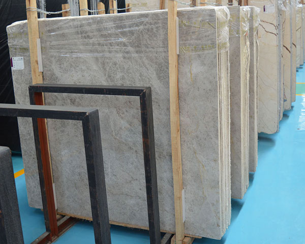 Honed light grey color marble slab tiles for sale