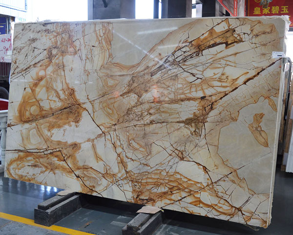 Polished picasso gold vein beige onyx marble slab