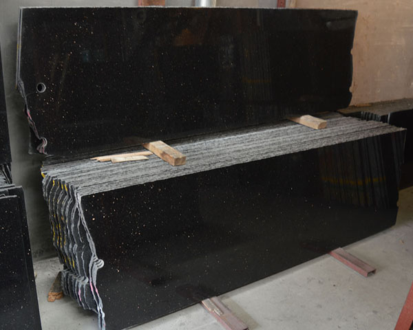 China polished black galaxy granite big slab for sale
