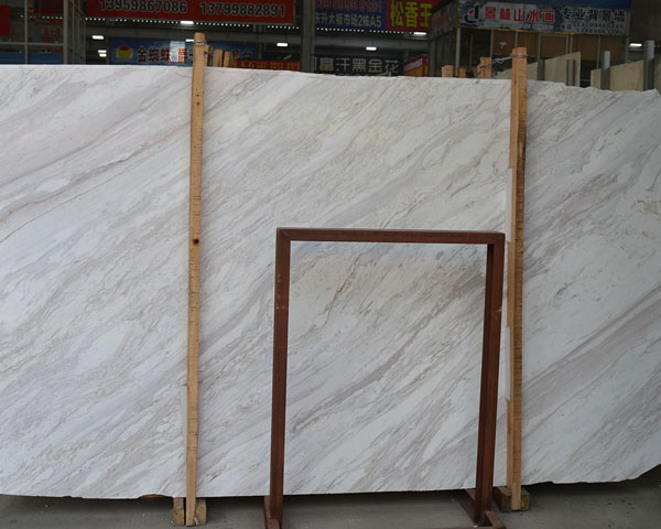 Old quarry veined volakas white marble slab for sale