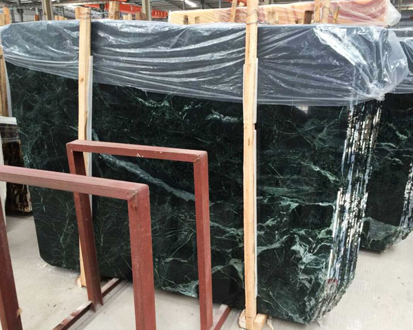 Polished vein dark green onyx slab for wall panel