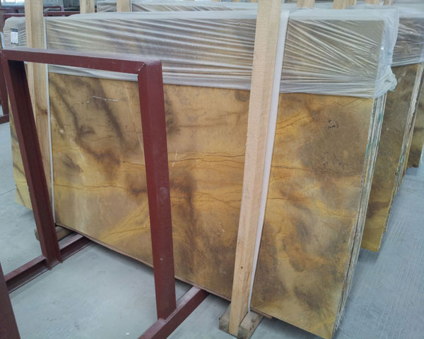 Natural classico gold vein wood grain marble slab 