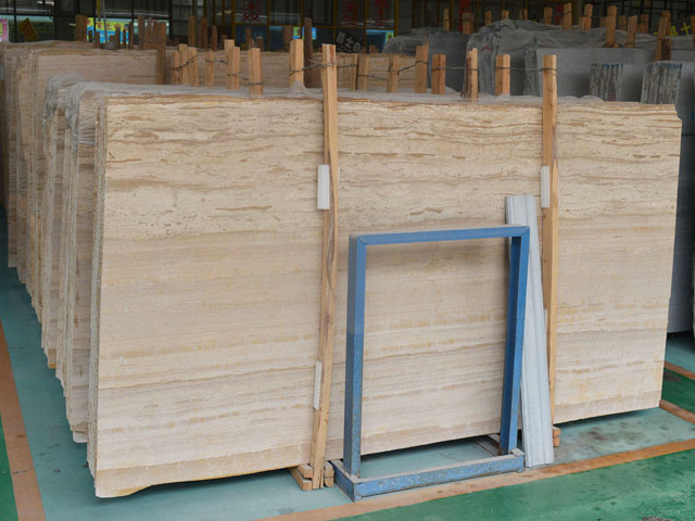 China yellow wood grain travertine flooring tiles supplier