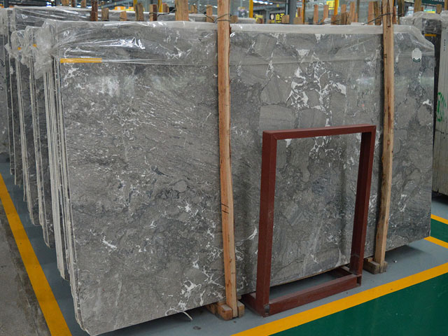 Hot sale natural tiny white vein grey marble slab
