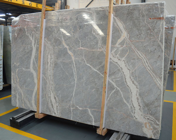 Imported Italy white river veins light grey marble slab