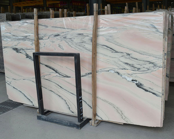 Italian grey wavy grain pink rose marble slab tiles
