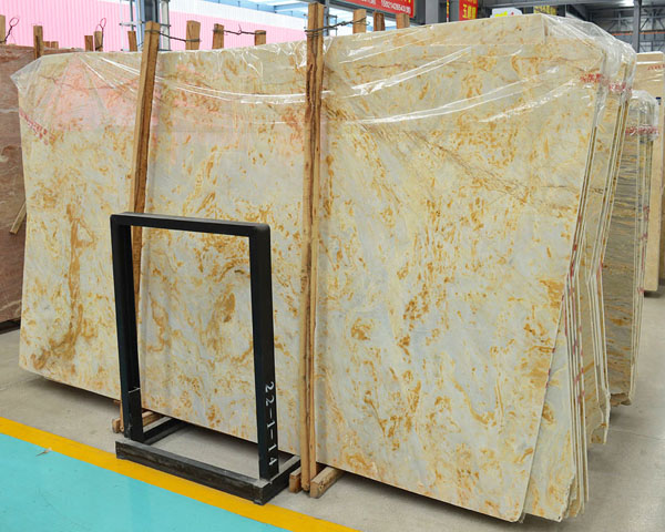 Hot sale gold spots veins beige marble slab tiles