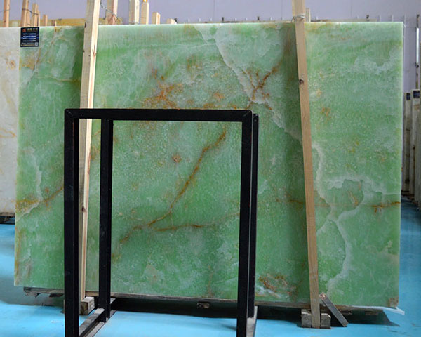 New gold vein green onyx marble slab for wall panel