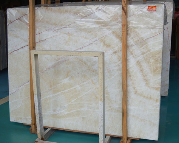 Chinese yellow wood grain onyx slab for wall panel