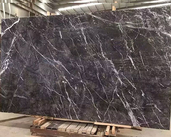Natural white vein grigio carnico black marble slab