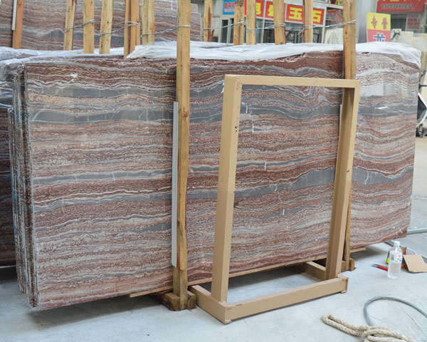 New product blue vein red wood grain marble slab