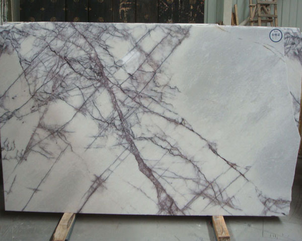 Tiny grey vein white Lilac marble slab from Turkey