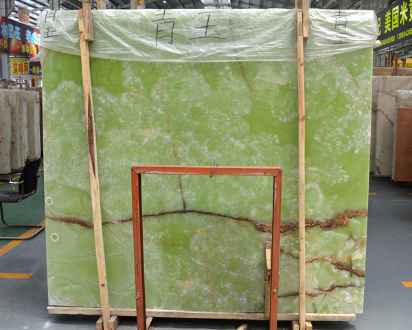 Chinese gold vein glass green onyx marble slab