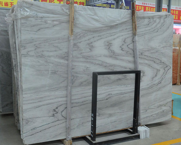Chinese natural wavy grain light grey marble slab