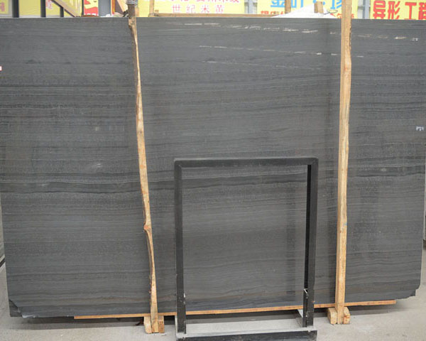 Natural black sandalwood grain grey marble slab