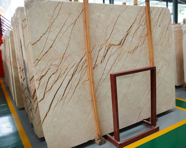Imported Menis gold vein beige marble slab for sale