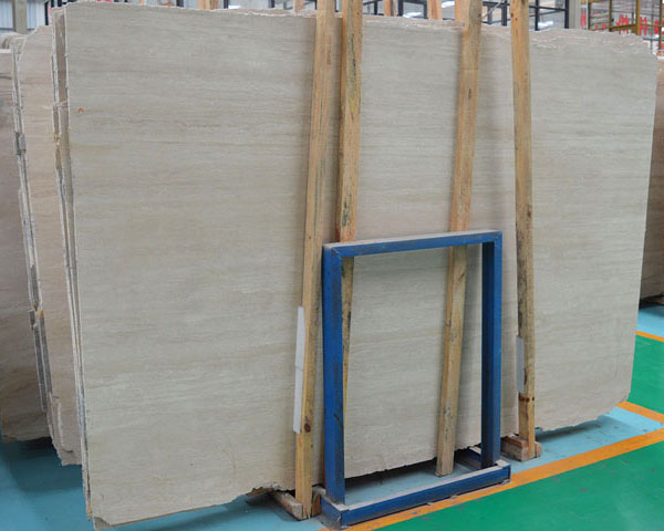 Chinese natural hoar beige travertine slab cut to size